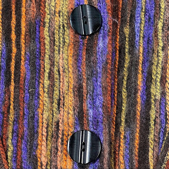 Habitat-Clothes To Live In, size large, retro boho jacket, rainbow yarn stripes - Picture 6 of 16